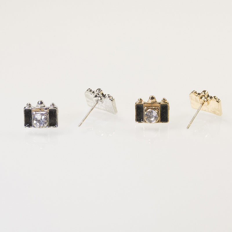 Camera Bird Stud Earrings Set